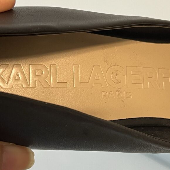 Karl Lagerfeld Paris LEATHER ROULLE 3.5" HEELS PUMPS SHOES - Picture 6 of 13